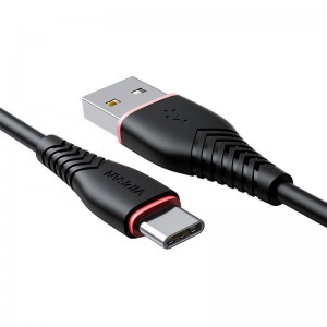 Vipfan USB uz USB-C kabelis Vipfan Anti-Break X01, 3A, 1m (melns)