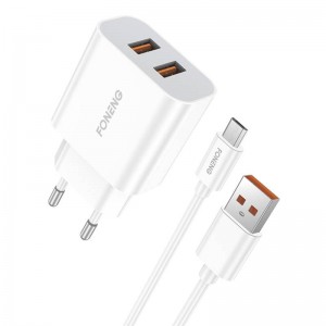 Foneng Быстрое зарядное устройство Foneng 2x USB EU45 + USB Micro кабель