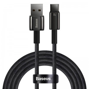 Кабель Baseus Tungsten Gold USB-A - USB-C 480 Мбит/с 100 Вт, 2 м, черный (CAWJ000101)