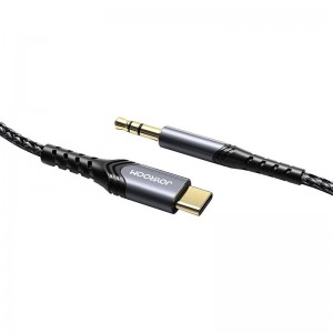 Joyroom porta audio kabelis 3,5 mm mini ligzda / USB Type-C / 2m Joyroom SY-A03 (melns)