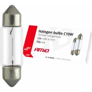 Amio Halogēna spuldzes C10W Festoon 41mm 12V 10gab