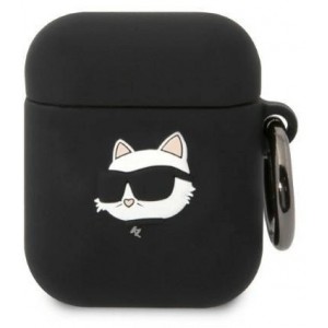 Karl Lagerfeld KLA2RUNCHK AirPods 1/2 cover black/black Silicone Choupette Head 3D (universal)