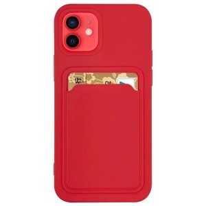 Hurtel Card Case Silicone Wallet Case with Card Slot Documents for Xiaomi Redmi Note 10 / Redmi Note 10S Red (universal)