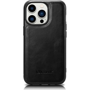 Icarer Leather Oil Wax case for iPhone 14 Pro Max leather case black (WMI14220720-BK) (universal)