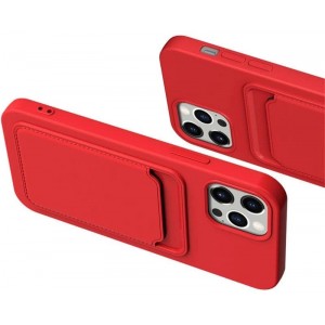 Hurtel Card Case Silicone Wallet Case with Card Slot Documents for Xiaomi Redmi Note 10 / Redmi Note 10S Red (universal)