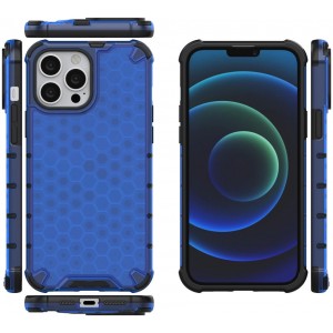 Hurtel Honeycomb Case armor cover with TPU Bumper for iPhone 13 Pro Max blue (universal)