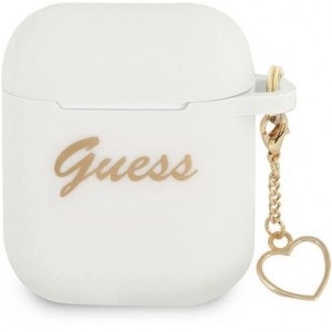 Guess GUA2LSCHSH AirPods 1/2 cover white/white Silicone Charm Heart Collection (universal)