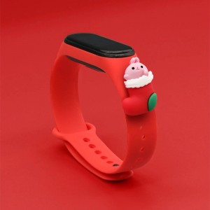 Hurtel Strap Xmas Wristband for Xiaomi Mi Band 6 / Mi Band 5 Christmas Silicone Strap Bracelet Red (Santa 1) (universal)