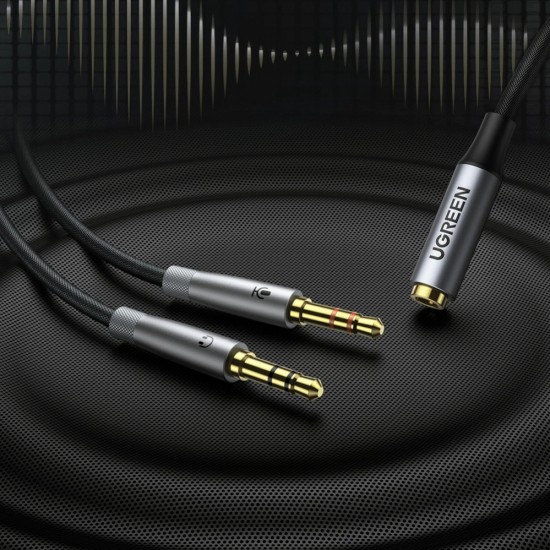 Ugreen AUX splitter cable 3.5 mm mini jack (female) - 2x 3.5 mm mini jack (male - microphone and headphones) silver (AV193 50255) (universal)