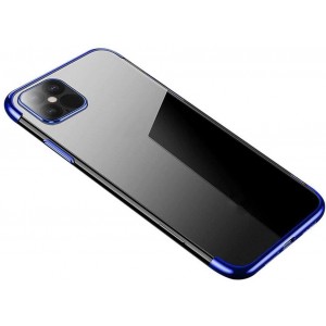 Hurtel Clear Color Case Gel TPU Electroplating frame Cover for Samsung Galaxy S21+ 5G (S21 Plus 5G) blue (universal)