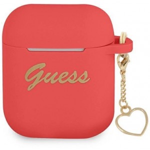 Guess GUA2LSCHSR AirPods cover red/red Silicone Charm Heart Collection (universal)