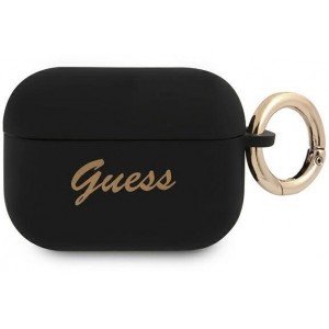 Guess GUAPSSSK AirPods Pro cover black/black Silicone Vintage Script (universal)