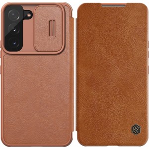 Nillkin Qin Leather Pro Case Case for Samsung Galaxy S22+ (S22 Plus) Camera Protector Holster Cover Flip Case Brown (universal)