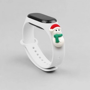 Hurtel Strap Xmas Wristband for Xiaomi Mi Band 4 / Mi Band 3 Christmas Silicone Strap Bracelet White (Snowman 1) (universal)