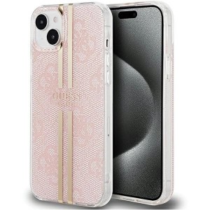 Guess IML 4G Gold Stripe case for iPhone 15 Plus / 14 Plus - pink (universal)