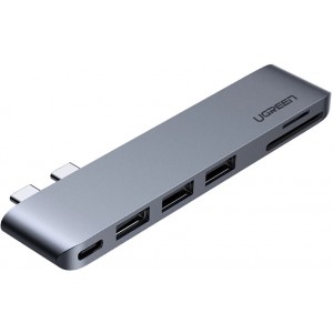 Ugreen multifunctional HUB 2x USB Type C to 3x USB 3.0 / TF / SD / USB Type C for MacBook Pro / Air gray (CM251 60560) (universal)