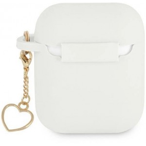 Guess GUA2LSCHSH AirPods 1/2 cover white/white Silicone Charm Heart Collection (universal)