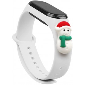 Hurtel Strap Xmas Wristband for Xiaomi Mi Band 4 / Mi Band 3 Christmas Silicone Strap Bracelet White (Snowman 1) (universal)