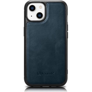 Icarer Leather Oil Wax case covered with natural leather for iPhone 14 blue (WMI14220717-BU) (universal)