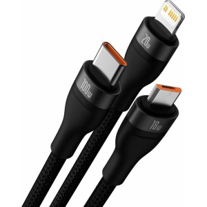 Baseus Flash Series II USB Type C / USB Type A cable - USB Type C / Lightning / micro USB 100 W 1.2 m black (CASS030101) (universal)