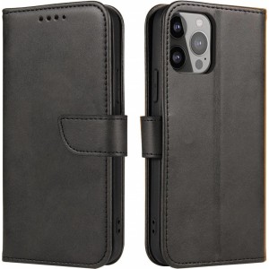 Hurtel Magnet Case for Xiaomi POCO C65 / Redmi 13C with flap and wallet - black (universal)