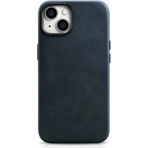 Icarer Oil Wax Premium Leather Case iPhone 14 Magnetic Leather Case with MagSafe Dark Blue (WMI14220701-BU) (universal)