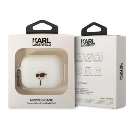 Karl Lagerfeld KLAP2RUNIKH AirPods Pro 2 cover white/white Silicone Karl Head 3D (universal)