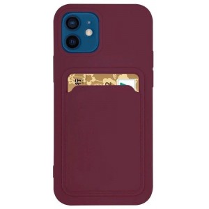 Hurtel Card Case Silicone Wallet Case with Card Slot Documents for Samsung Galaxy A42 5G Burgundy (universal)