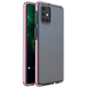 Hurtel Spring Case clear TPU gel protective cover with colorful frame for Samsung Galaxy M31s light pink (universal)