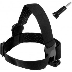Hurtel Headband for GoPro, DJI Osmo Action, EKEN, SJCam, Insta360 action cameras + long mounting screw black (universal)