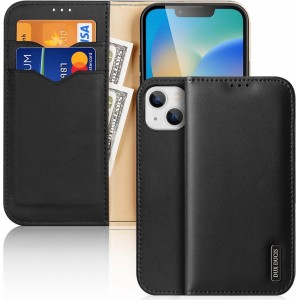 Dux Ducis Hivo Leather Flip Cover Genuine Leather Wallet for Cards and Documents iPhone 14 Plus Black (universal)