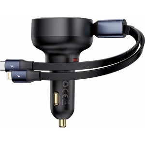 Baseus Enjoyment USB-C car charger with USB-C / Lightning 60W cable - black (universal)