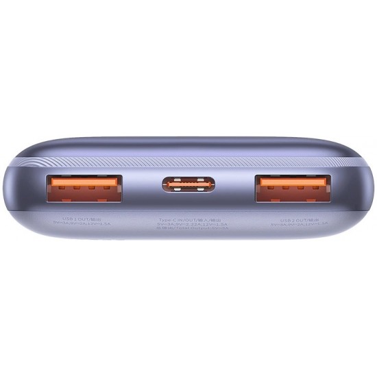 Baseus Bipow Pro Power Bank 10000mAh 20W Purple with USB Type A - USB Type C 3A 0.3m Cable (PPBD040205) (universal)