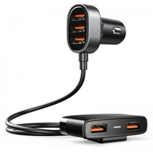 Joyroom fast car charger 5x USB 6.2 A with extension cable black (JR-CL03) (universal)
