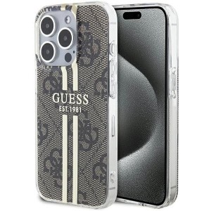 Guess IML 4G Gold Stripe case for iPhone 15 Pro - brown (universal)