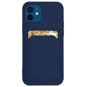 Hurtel Card Case Silicone Case Wallet with Card Pocket Documents for Samsung Galaxy S22+ (S22 Plus) Navy Blue (universal)