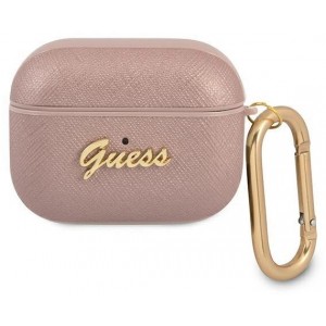 Guess GUAPSASMP AirPods Pro cover pink/pink Saffiano Script Metal Collection (universal)