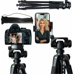 Alogy Tripod Tripod with Bluetooth Remote Universal Camera Stand 1/4 Phone Holder Pouch 103cm Black