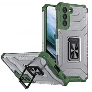 4Kom.pl Crystal Ring Case armored hybrid case cover with magnetic holder for Samsung Galaxy S22 (S22 Plus) green