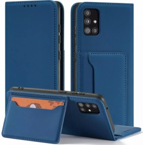 4Kom.pl Magnet Card Case for Samsung Galaxy A52 5G cover card wallet stand blue