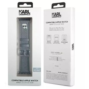 Karl Lagerfeld Smartwatch strap Karl Lagerfeld KLAWLOKHG for Apple Watch 42/44/45mm silver/silver strap Saffiano Karl Heads