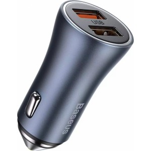 Baseus Golden Contactor Pro car charger, 2x USB, 40W (gray)