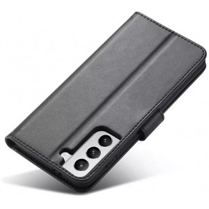 4Kom.pl Magnet Case elegant case cover with a flap and stand function for Samsung Galaxy S22 Ultra black