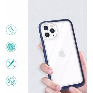 4Kom.pl Clear 3in1 case for iPhone 11 Pro gel cover with frame blue