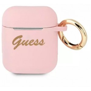 Guess GUA2SSSI AirPods cover pink/pink Silicone Vintage Script