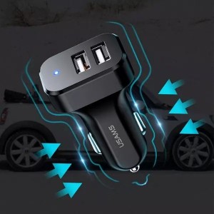 Usams Универсальная авто зарядка с х2 USB 2.1A с кабелем 3в1 USB Cable Micro USB / Type-C / Lightning Черный