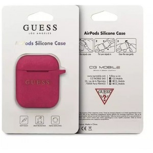 Guess protective case for AirPods cover fuchsia/fuchsia Silicone Glitter