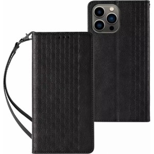 4Kom.pl Magnet Strap Case case for iPhone 12 Pro cover wallet mini lanyard pendant black