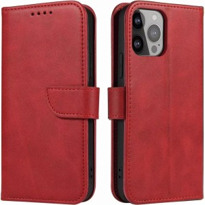 4Kom.pl Magnet Case elegant case cover with a flap and stand function iPhone 14 Plus red