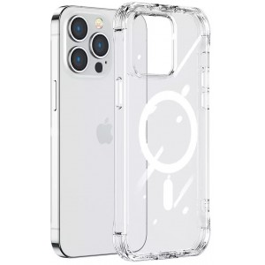 Joyroom Magnetic Defender Magnetic Case For iPhone 14 Pro Max Armor Cover With Hooks Stand Transparent (MagSafe Compatible)